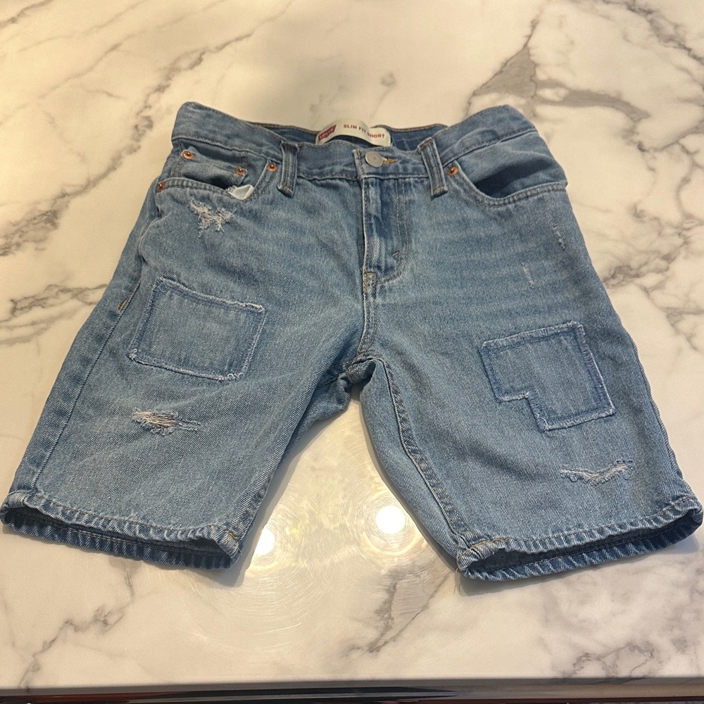 Levi's Men's Light Blue Distressed Jean Shorts